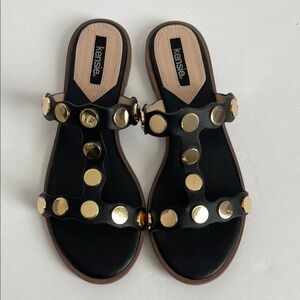 Kensie Black and Gold Studded Women's Sandals 7.5‎